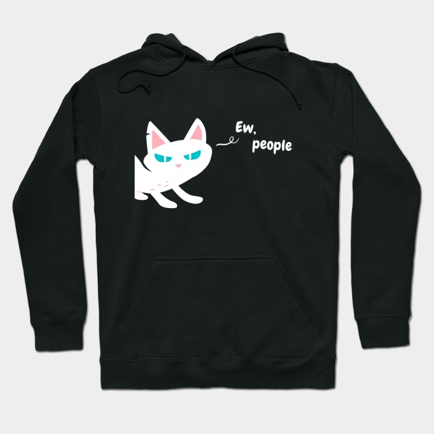 Ew People - Funny White Cat Hoodie by applebubble